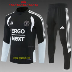 2026 Kids Inter Miami CF Black & White Half Zipper Jacket Tracksuit + Long Pants