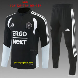2026 Kids Inter Miami CF Black & White Half Zipper Jacket Tracksuit + Long Pants