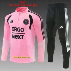 2026 Kids Inter Miami CF Pink Half Zipper Jacket Tracksuit + Black Long Pants
