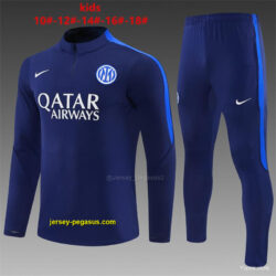 2026 Kids Inter Milan Dark Navy Blue Half Zipper Jacket Tracksuit + Long Pants