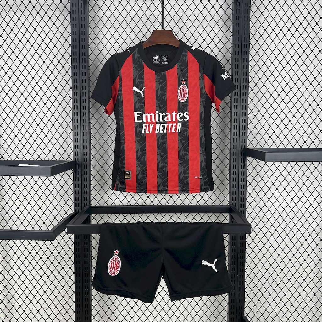 AC Milan 2025-26 Home Kids Kit AC Milan 2025-26 Home Kids Kit