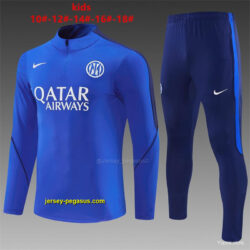 2026 Kids Inter Milan Royal Blue Half Zipper Jacket Tracksuit + Long Pants (Nike