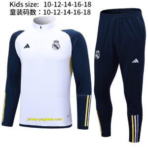 Real Madrid White Kids Kit Long Sleeve Training Suit Cheap Jerseys