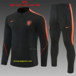 2026 Kids Netherlands Black & Orange Half Zipper Jacket Tracksuit + Long Pants