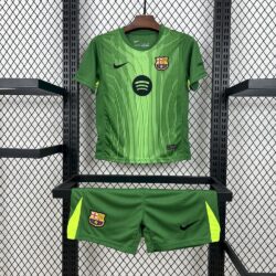 Barcelona 2025-26 Green Goalkeeper Kids Kit