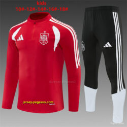 2026 Kids Spain Red Half Zipper Jacket Tracksuit + Long Pants