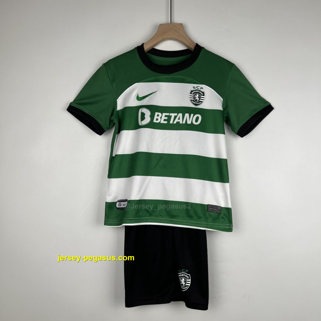 Sporting Lisbon Home Kids Kits Children Suits Football Jerseys