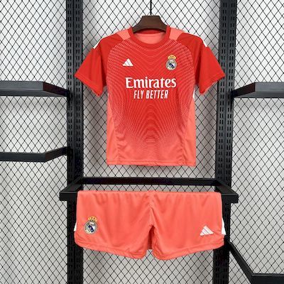 Real Madrid 2025-26 Orange Color Goalkeeper Kids Kit Real Madrid 2025-26 Orange Color Goalkeeper Kids Kit