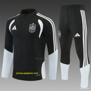 2026 Spain Black & White Half Zipper Jacket Tracksuit + Long Pants