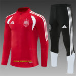 2026 Spain Red Half Zipper Jacket Tracksuit + Long Pants