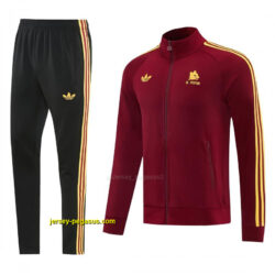 2026-27 AS Roma Burgundy & Gold Full Zipper Jacket Tracksuit +Black Long Pants