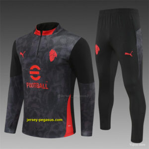 AC Milan Black Camouflage Half Zipper Jacket+Long Pants