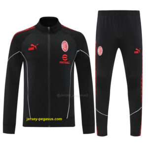 AC Milan Black Full Zipper Jacket Tracksuit + Long Pants