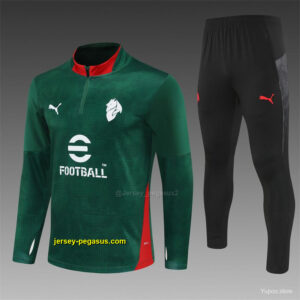 AC Milan Green Camouflage Half Zipper Jacket+Long Pants