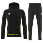 Adidas Black Full Zipper Hooded Jacket Tracksuit + Long Pants
