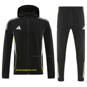 Adidas Black Full Zipper Hooded Jacket Tracksuit + Long Pants