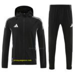 Adidas Black With White logo Full Zipper Hooded Jacket Tracksuit + Long Pants