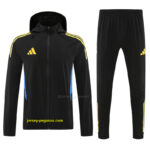 Adidas Black With Yellow logo Full Zipper Hooded Jacket Tracksuit + Long Pants