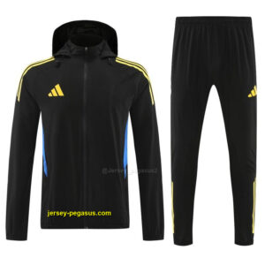 Adidas Black With Yellow logo Full Zipper Hooded Jacket Tracksuit + Long Pants