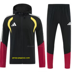 Adidas Black&Red Full Zipper Hooded Windbreaker Jacket Tracksuit + Long Pants