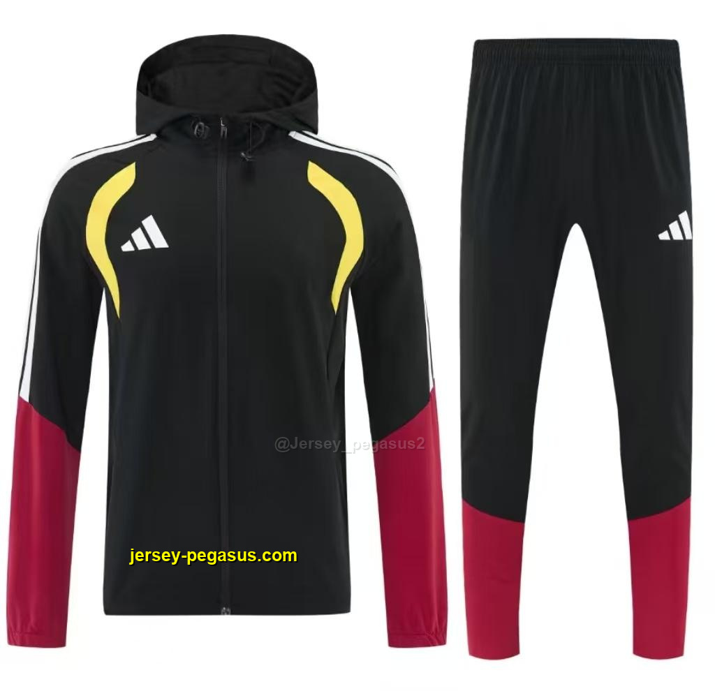 Adidas Black&Red Full Zipper Hooded Windbreaker Jacket Tracksuit + Long Pants Adidas Black&Red Full Zipper Hooded Windbreaker Jacket Tracksuit + Long Pants