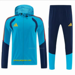Adidas Cyan Blue&Navy Blue Full Zipper Hooded Windbreaker Jacket Tracksuit + Lon