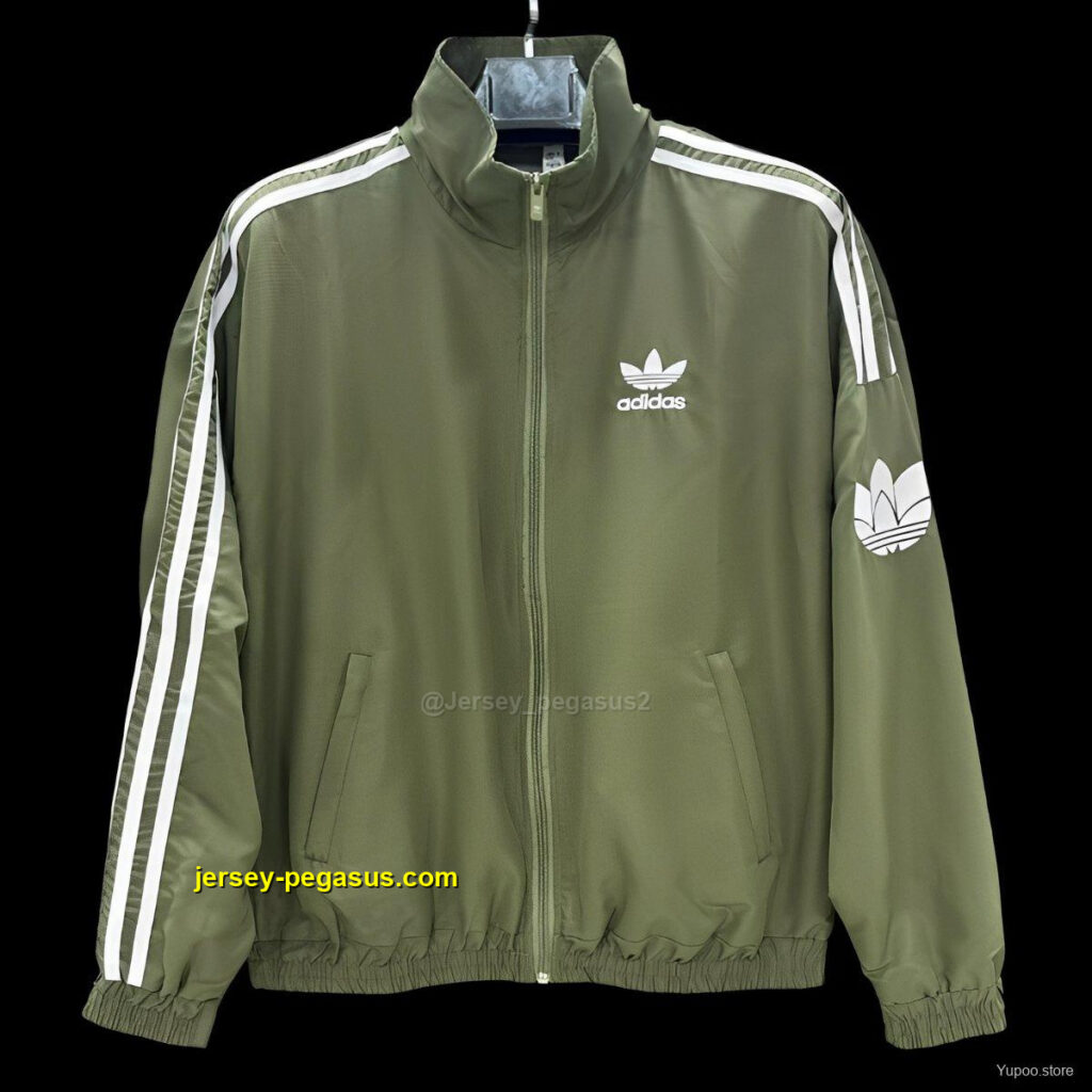 2026 Adidas Green Full Zipper Windbreaker