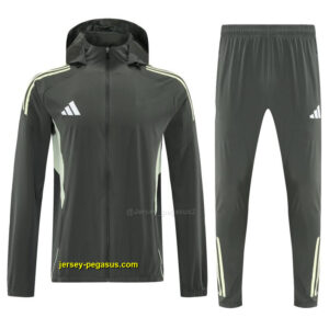 Adidas Dark Olive Green Full Zipper Hooded Jacket Tracksuit + Long Pants
