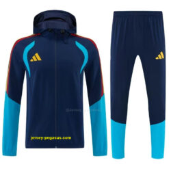 Adidas Navy Blue &Lake Blue Full Zipper Hooded Windbreaker Jacket Tracksuit + Lo