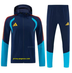 Adidas Navy Blue &Lake Blue Full Zipper Hooded Windbreaker Jacket Tracksuit + Lo