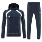 Adidas Navy Blue Full Zipper Hooded Jacket Tracksuit + Long Pants