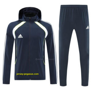 Adidas Navy Blue Full Zipper Hooded Jacket Tracksuit + Long Pants