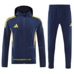 Adidas Navy Blue With Yellow logo Full Zipper Hooded Jacket Tracksuit + Long Pan