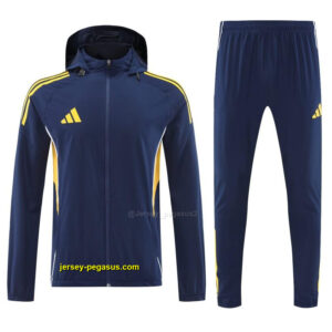 Adidas Navy Blue With Yellow logo Full Zipper Hooded Jacket Tracksuit + Long Pan