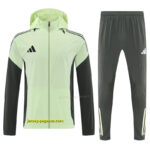 Adidas Neon Green Full Zipper Hooded Jacket Tracksuit + Long Pants
