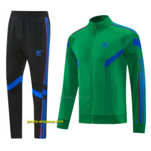Adidas Originals Green Full Zipper Jacket Tracksuit + Royal Blue Long Pants