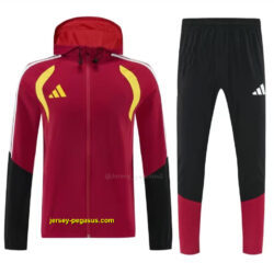 Adidas Red&Black Full Zipper Hooded Windbreaker Jacket Tracksuit + Long Pants