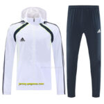 Adidas White Full Zipper Hooded Jacket Tracksuit + Long Pants