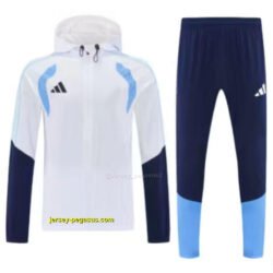 Adidas White&Navy Blue Full Zipper Hooded Windbreaker Jacket Tracksuit + Long Pa