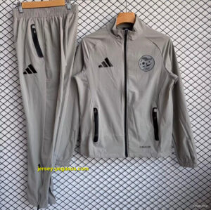 Algeria National Team Grey with Black Full zipper Jacket Tracksuit+ long pants