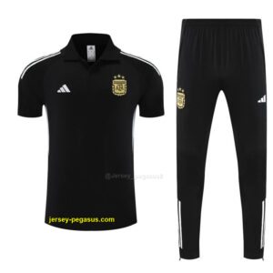 Argentina Black Polo Training Shirt + Long Pants Tracksuit
