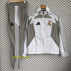 Real Madrid 2025-26 Gray and White Windbreaker Suit