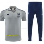 Arsenal Grey Polo Training Shirt + Long Pants Tracksuit