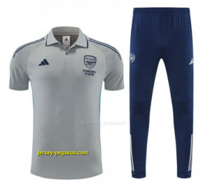 Arsenal Grey Polo Training Shirt + Long Pants Tracksuit