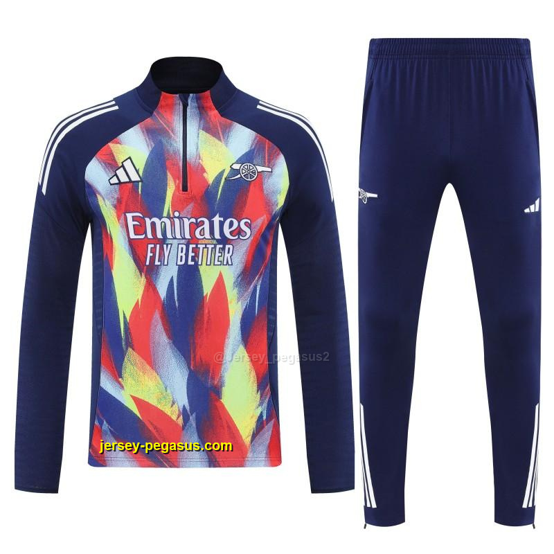 Arsenal Navy Blue Flame Print Half Zipper Jacket Tracksuit + Long Pants Arsenal Navy Blue Flame Print Half Zipper Jacket Tracksuit + Long Pants