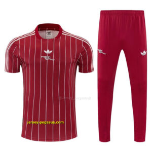 Arsenal Red Stripes Short Sleeve Tracksuit + Long Pants