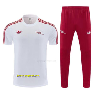 Arsenal White & Red Short Sleeve Tracksuit + Long Pants