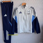 Arsenal White with Navy Blue Full zipper Jacket Tracksuit+ long pants
