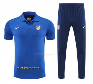 Atletico Madrid Blue Polo Training Shirt + Long Pants Tracksuit