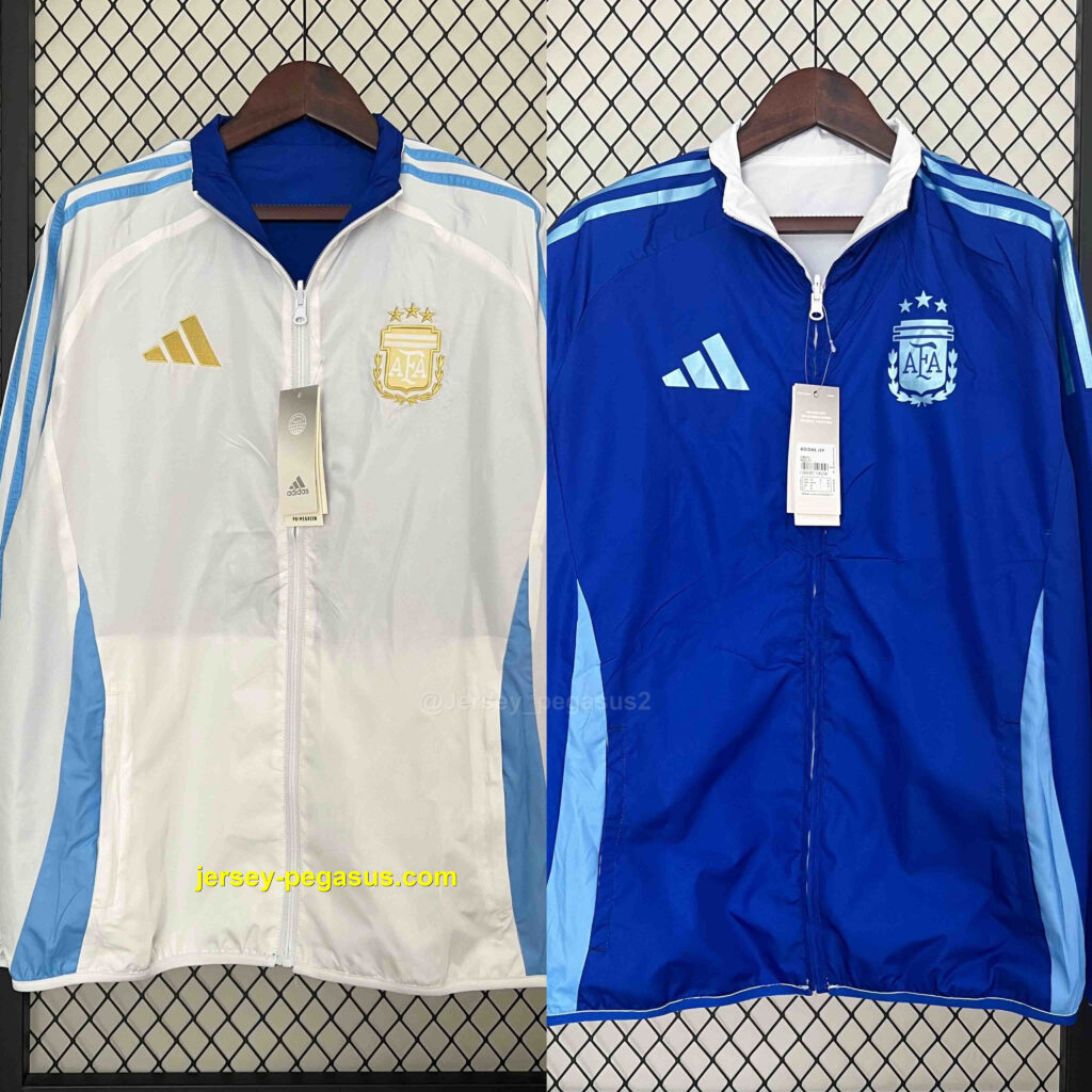 2024 Argentina Trench Coat Reversible Windbreaker Double-Sides Jacket Soccer AAA